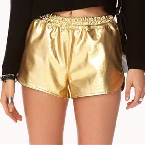 Forever 21 Gold Luxe Metallic Faux Leather Shorts